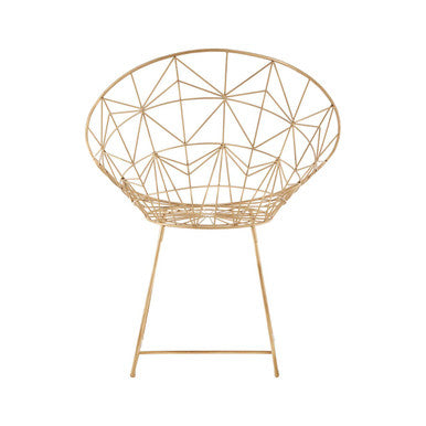 Gold Iron Occasional Chair with Geometric Design