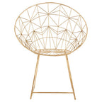 Gold Iron Occasional Chair with Geometric Design