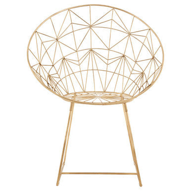 Gold Iron Occasional Chair with Geometric Design