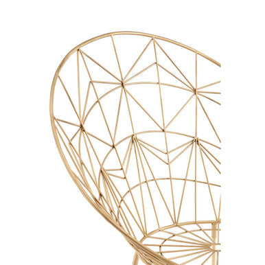 Gold Iron Occasional Chair with Geometric Design