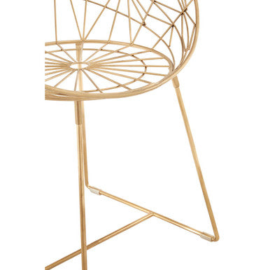 Gold Iron Occasional Chair with Geometric Design