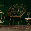 Gold Iron Occasional Chair with Geometric Design