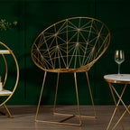 Gold Iron Occasional Chair with Geometric Design