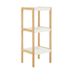 Three Tiered White and Natural Shelf Unit