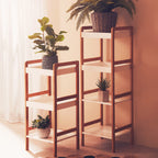 Three Tiered White and Natural Shelf Unit