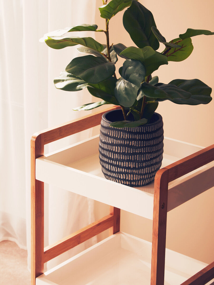 Three Tiered White and Natural Shelf Unit