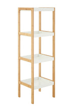Four Tiered White and Natural Shelf Unit