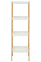 Four Tiered White and Natural Shelf Unit