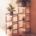 Four Tiered White and Natural Shelf Unit