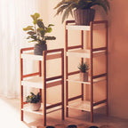 Four Tiered White and Natural Shelf Unit