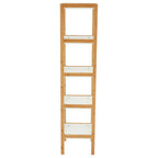 Five Tiered White and Natural Shelf Unit