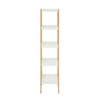 Five Tiered White and Natural Shelf Unit