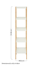 Five Tiered White and Natural Shelf Unit