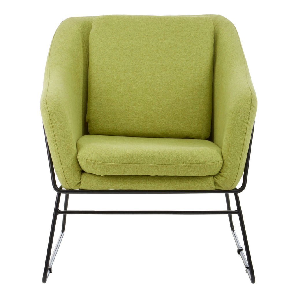 Green Fabric Accent Chair with Stainless Steel Frame