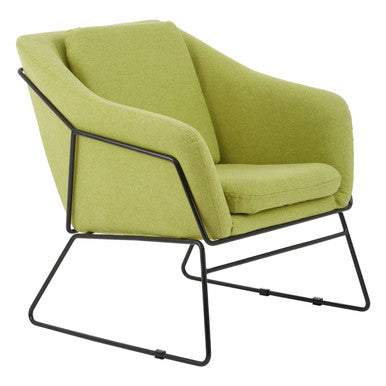 Green Fabric Accent Chair with Stainless Steel Frame