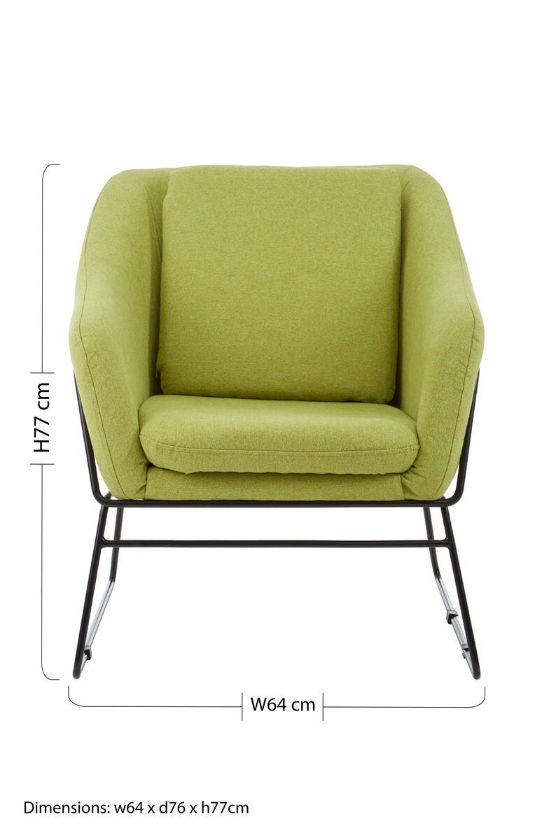 Green Fabric Accent Chair with Stainless Steel Frame