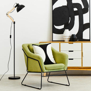 Green Fabric Accent Chair with Stainless Steel Frame
