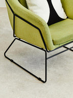 Green Fabric Accent Chair with Stainless Steel Frame