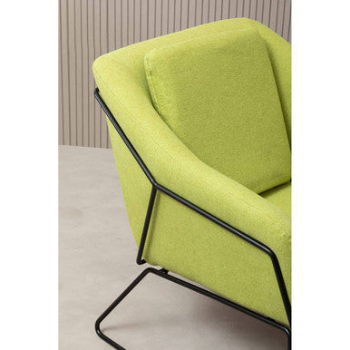 Green Fabric Accent Chair with Stainless Steel Frame