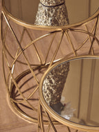Gold Finish Set of 2 Side Tables with Mirror Top