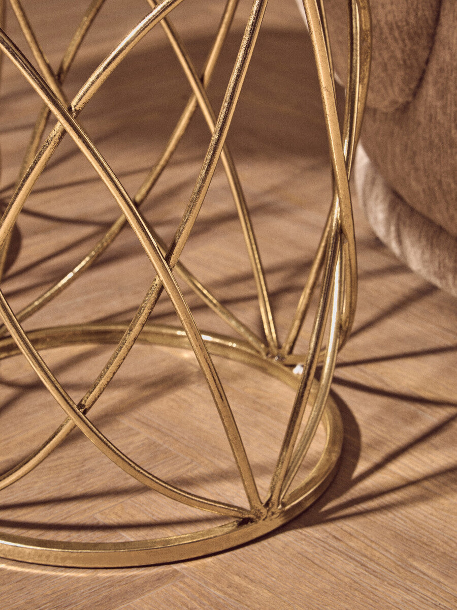 Gold Finish Set of 2 Side Tables with Mirror Top