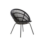 Black Natural Rattan Chair with Iron Legs