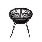 Black Natural Rattan Chair with Iron Legs