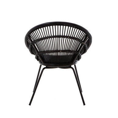 Black Natural Rattan Chair with Iron Legs
