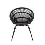Black Natural Rattan Chair with Iron Legs