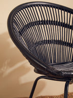 Black Natural Rattan Chair with Iron Legs