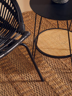 Black Natural Rattan Chair with Iron Legs