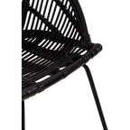 Black Natural Rattan Chair with Iron Legs