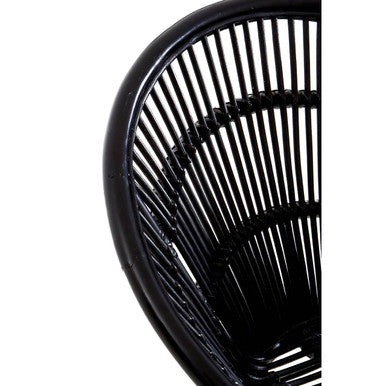 Black Natural Rattan Chair with Iron Legs