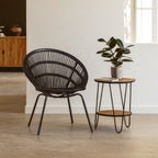 Black Natural Rattan Chair with Iron Legs