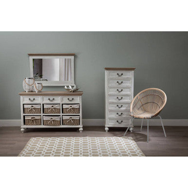 White Washed Natural Rattan Chair