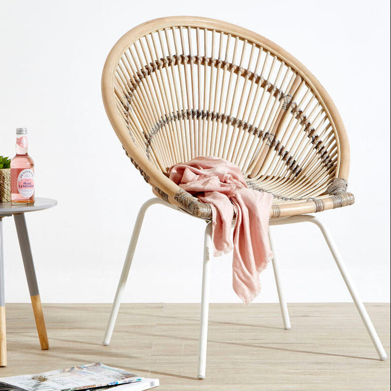 White Washed Natural Rattan Chair