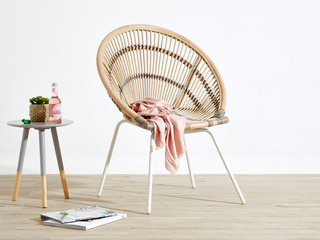 White Washed Natural Rattan Chair