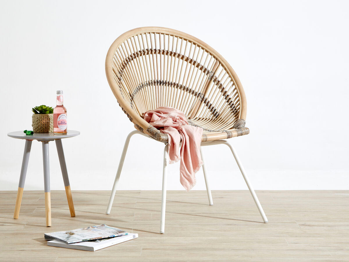 White Washed Natural Rattan Chair