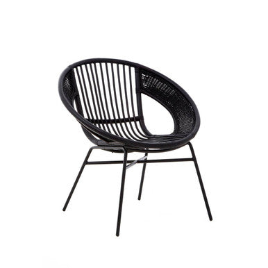 Black Natural Rattan and Iron Black Chair