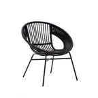 Black Natural Rattan and Iron Black Chair