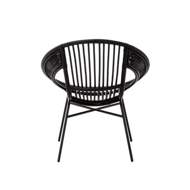 Black Natural Rattan and Iron Black Chair