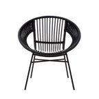 Black Natural Rattan and Iron Black Chair