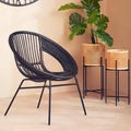 Black Natural Rattan and Iron Black Chair
