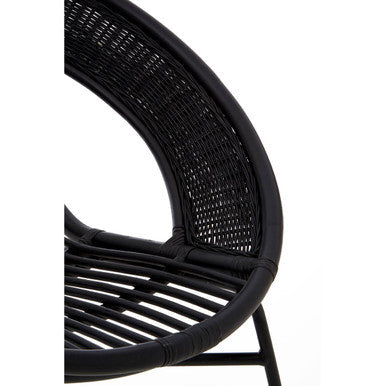 Black Natural Rattan and Iron Black Chair
