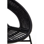 Black Natural Rattan and Iron Black Chair