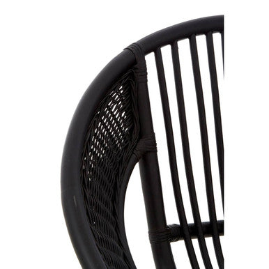 Black Natural Rattan and Iron Black Chair