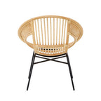 Natural Rattan and Black Iron Chair