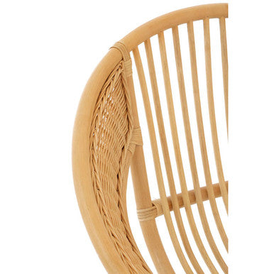 Natural Rattan and Black Iron Chair