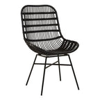 Curved Black Natural Rattan Chair