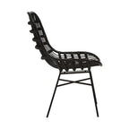 Curved Black Natural Rattan Chair